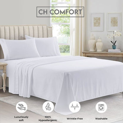 Deep Fitted Sheet with Matching Pillowcases - Microfiber, All-Around Elastic 40cm depth, Wrinkle-Free, Fade Resistant - Suitable for All!